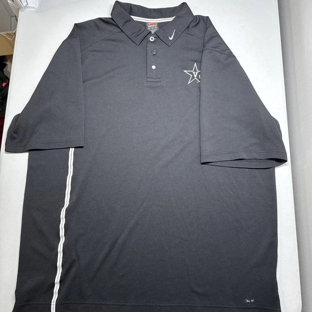 Vanderbilt Commodores Mens Nike Dri-Fit Black Team Apparel Golf Polo Shirt, XL
